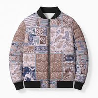 Aloha Hawaii Pastel Christmas Patchwork Bomber Puffer Jacket Rustic Style - Polynesian Pride