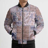 Aloha Hawaii Pastel Christmas Patchwork Bomber Puffer Jacket Rustic Style - Polynesian Pride