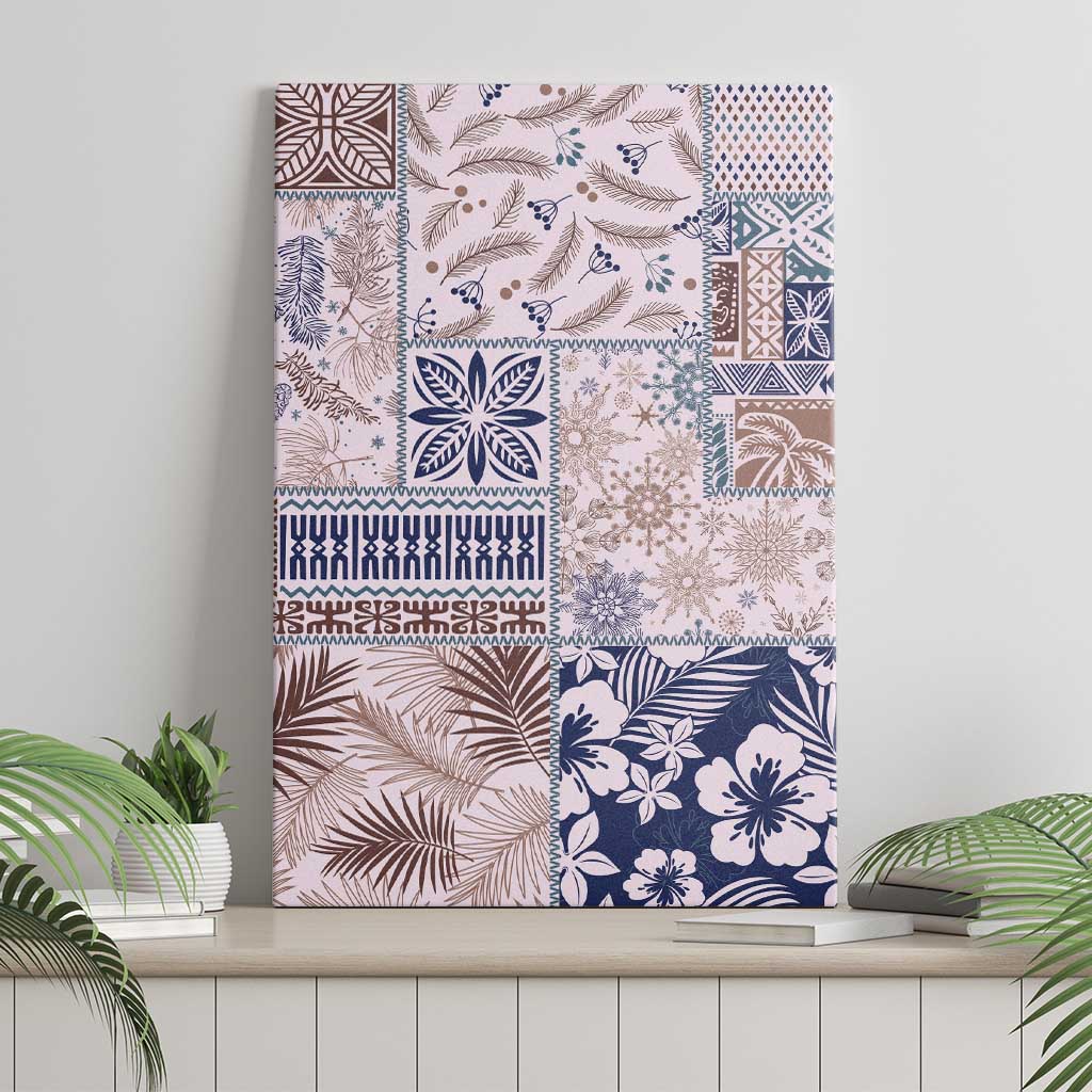 Aloha Hawaii Pastel Christmas Patchwork Canvas Wall Art Rustic Style - Polynesian Pride