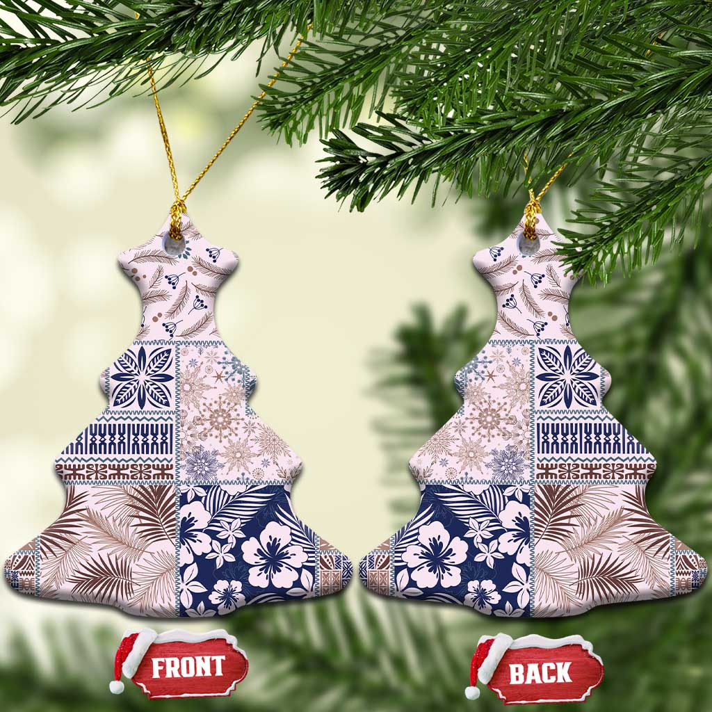 Aloha Hawaii Pastel Christmas Patchwork Ceramic Ornament Rustic Style - Polynesian Pride