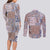 Aloha Hawaii Pastel Christmas Patchwork Couples Matching Long Sleeve Bodycon Dress and Long Sleeve Button Shirt Rustic Style - Polynesian Pride