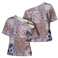 Aloha Hawaii Pastel Christmas Patchwork Cross Shoulder Shirt Rustic Style - Polynesian Pride