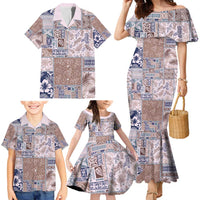 Aloha Hawaii Pastel Christmas Patchwork Family Matching Mermaid Dress and Hawaiian Shirt Rustic Style - Polynesian Pride