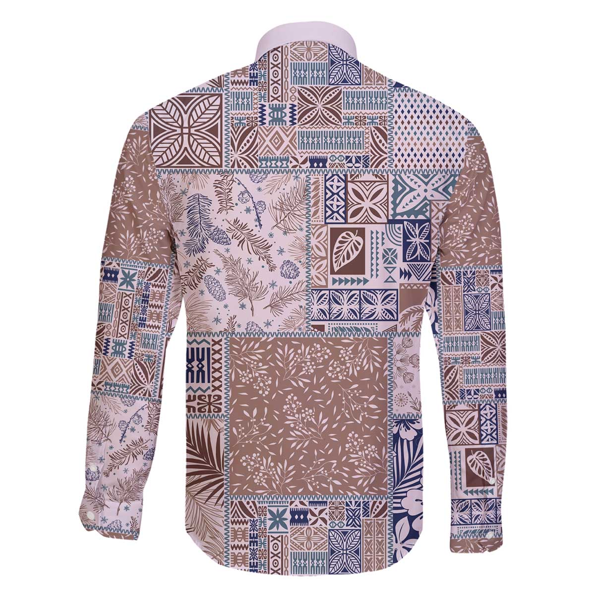 Aloha Hawaii Pastel Christmas Patchwork Family Matching Off The Shoulder Long Sleeve Dress and Hawaiian Shirt Rustic Style - Polynesian Pride