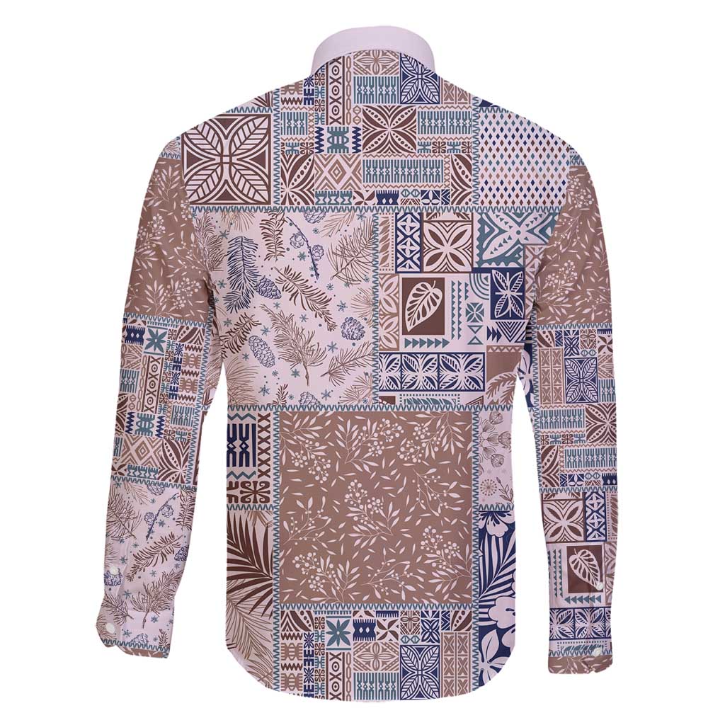 Aloha Hawaii Pastel Christmas Patchwork Family Matching Puletasi and Hawaiian Shirt Rustic Style - Polynesian Pride