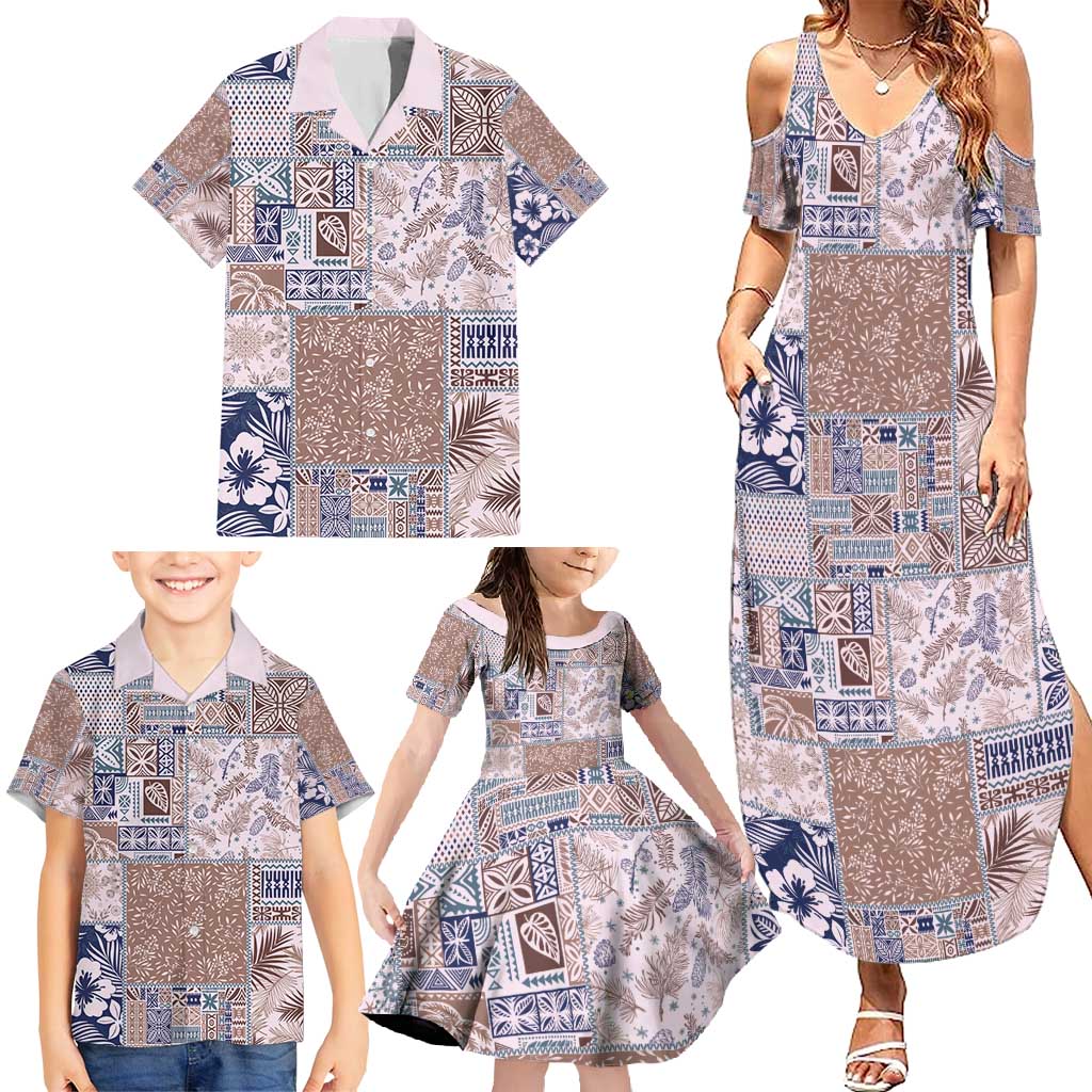 Aloha Hawaii Pastel Christmas Patchwork Family Matching Summer Maxi Dress and Hawaiian Shirt Rustic Style - Polynesian Pride