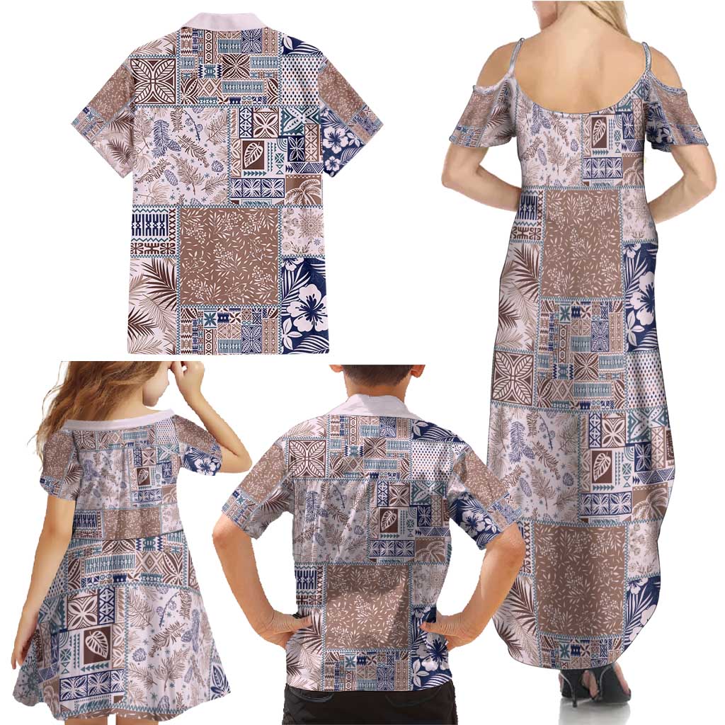 Aloha Hawaii Pastel Christmas Patchwork Family Matching Summer Maxi Dress and Hawaiian Shirt Rustic Style - Polynesian Pride