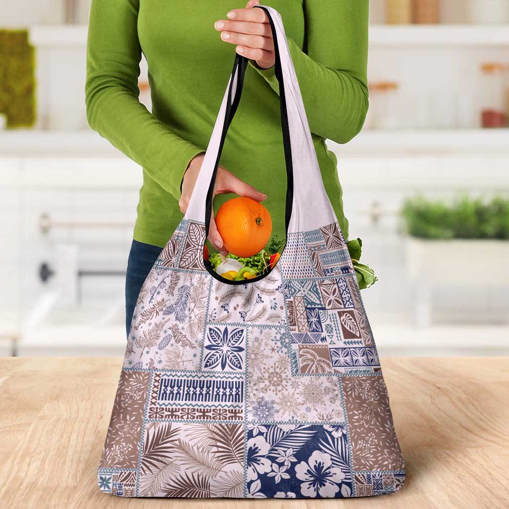 Aloha Hawaii Pastel Christmas Patchwork Grocery Bag Rustic Style - Polynesian Pride