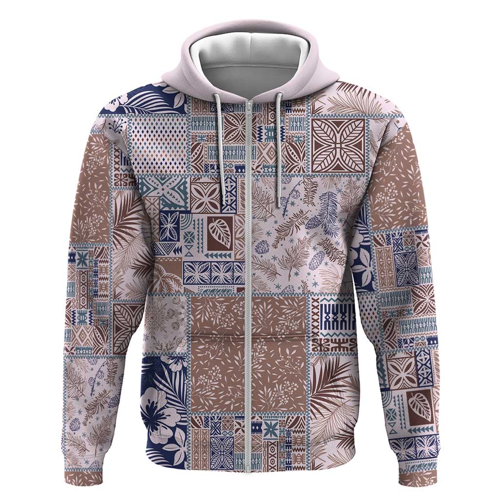 Aloha Hawaii Pastel Christmas Patchwork Hoodie Rustic Style - Polynesian Pride