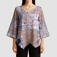 Aloha Hawaii Pastel Christmas Patchwork Kimono Sleeve Blouse Rustic Style - Polynesian Pride