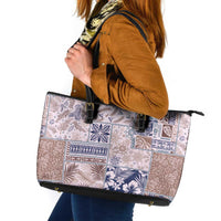 Aloha Hawaii Pastel Christmas Patchwork Leather Tote Bag Rustic Style - Polynesian Pride