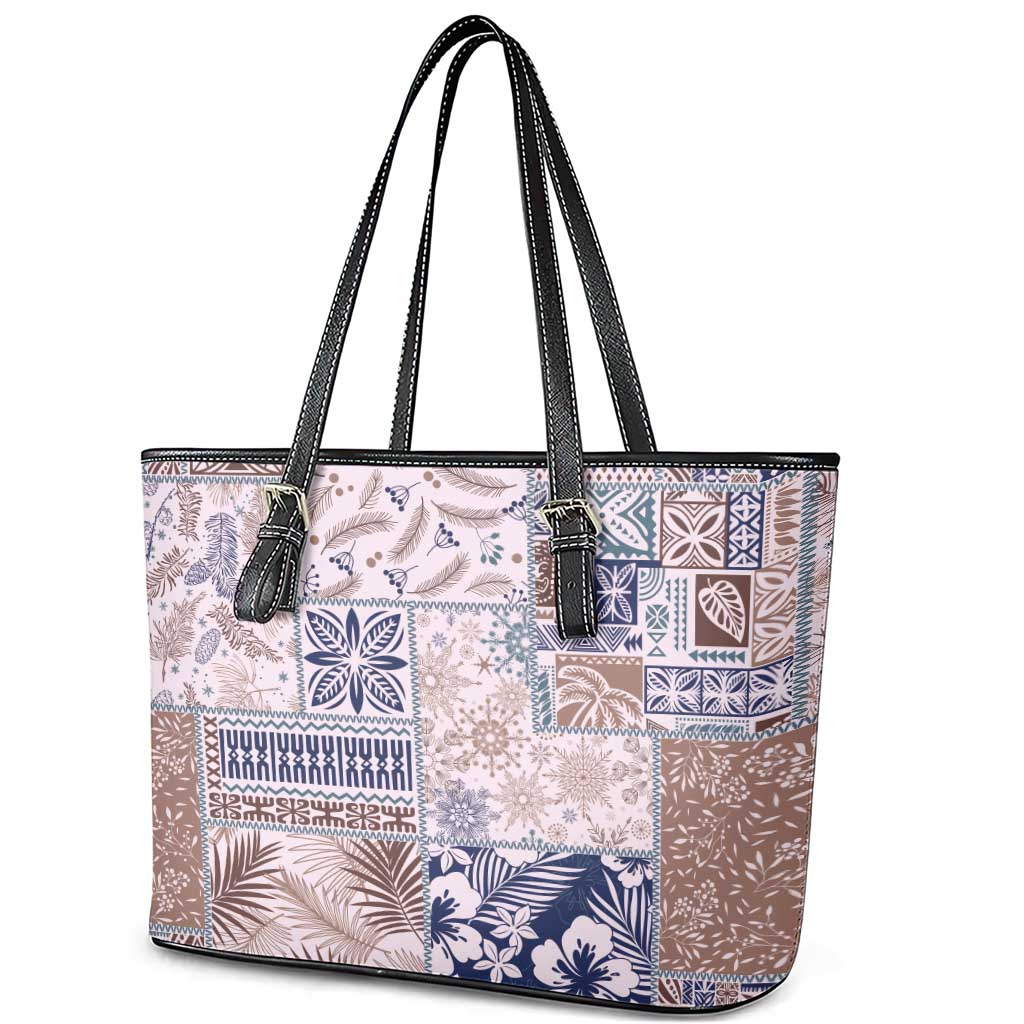 Aloha Hawaii Pastel Christmas Patchwork Leather Tote Bag Rustic Style - Polynesian Pride