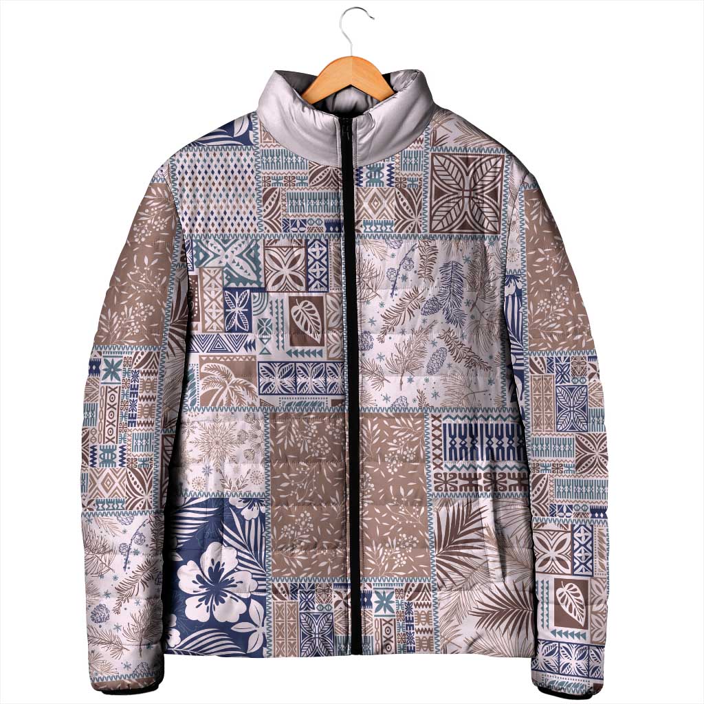 Aloha Hawaii Pastel Christmas Patchwork Padded Jacket Rustic Style - Polynesian Pride