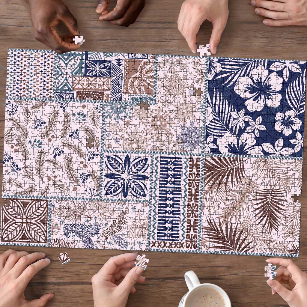 Aloha Hawaii Pastel Christmas Patchwork Puzzle Rustic Style - Polynesian Pride