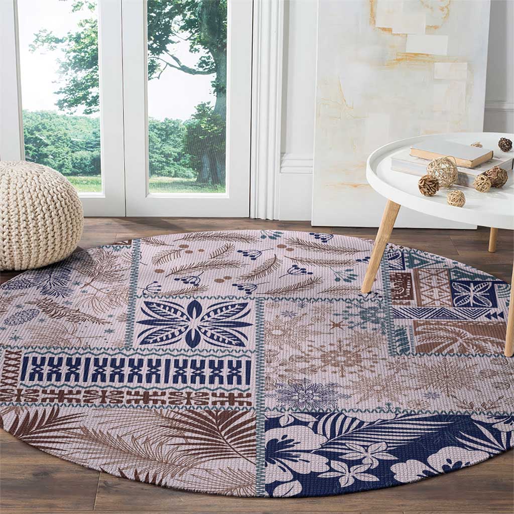 Aloha Hawaii Pastel Christmas Patchwork Round Carpet Rustic Style - Polynesian Pride