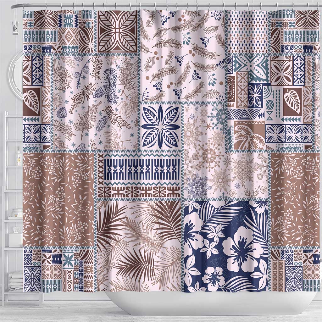 Aloha Hawaii Pastel Christmas Patchwork Shower Curtain Rustic Style - Polynesian Pride