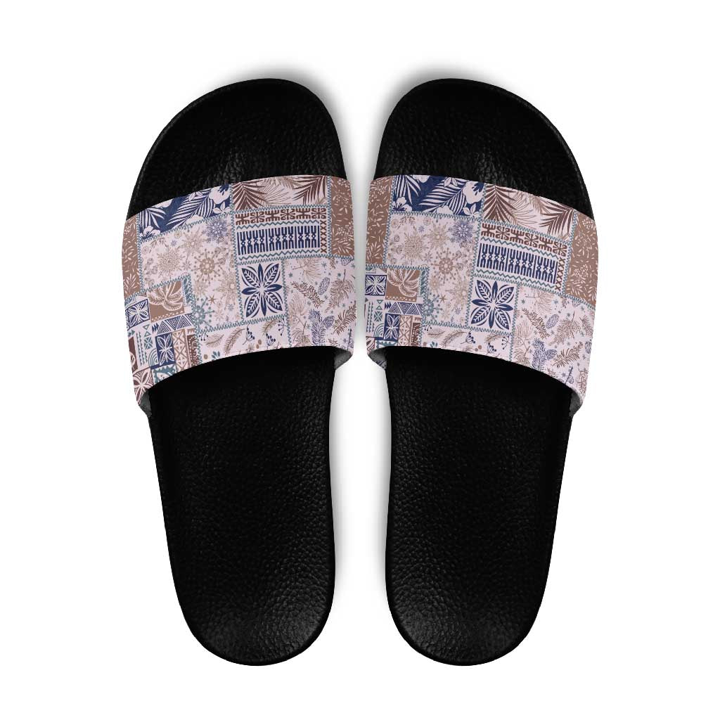 Aloha Hawaii Pastel Christmas Patchwork Slide Sandals Rustic Style - Polynesian Pride
