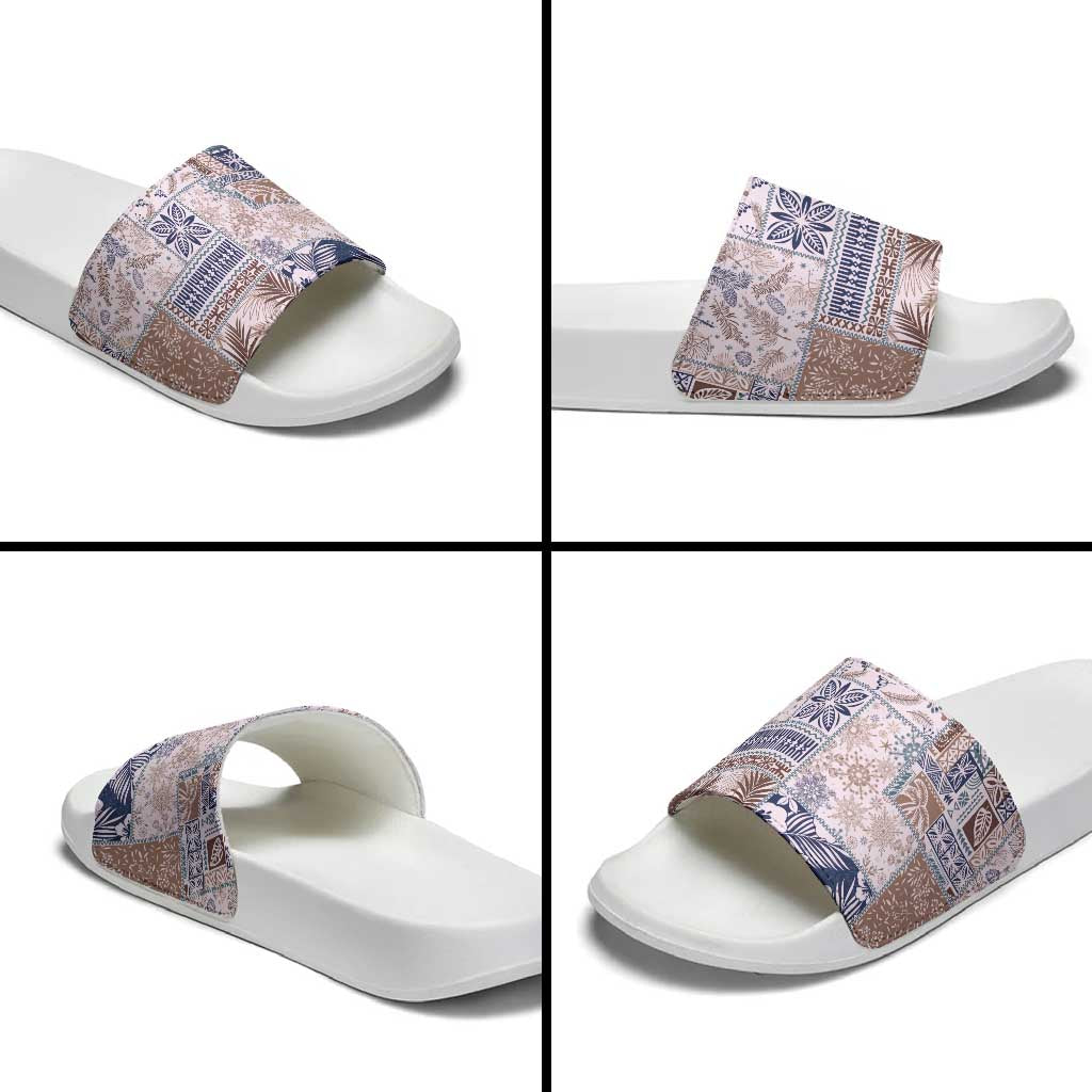 Aloha Hawaii Pastel Christmas Patchwork Slide Sandals Rustic Style - Polynesian Pride