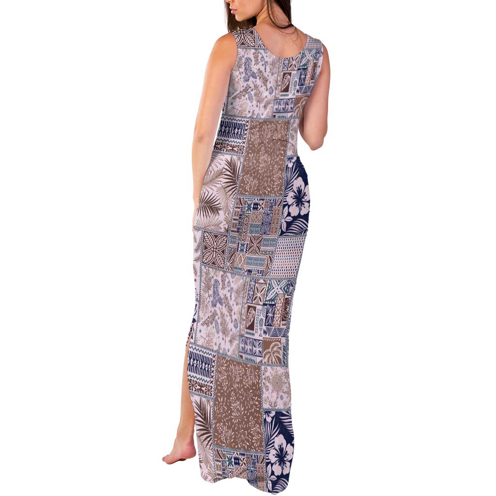 Aloha Hawaii Pastel Christmas Patchwork Tank Maxi Dress Rustic Style - Polynesian Pride