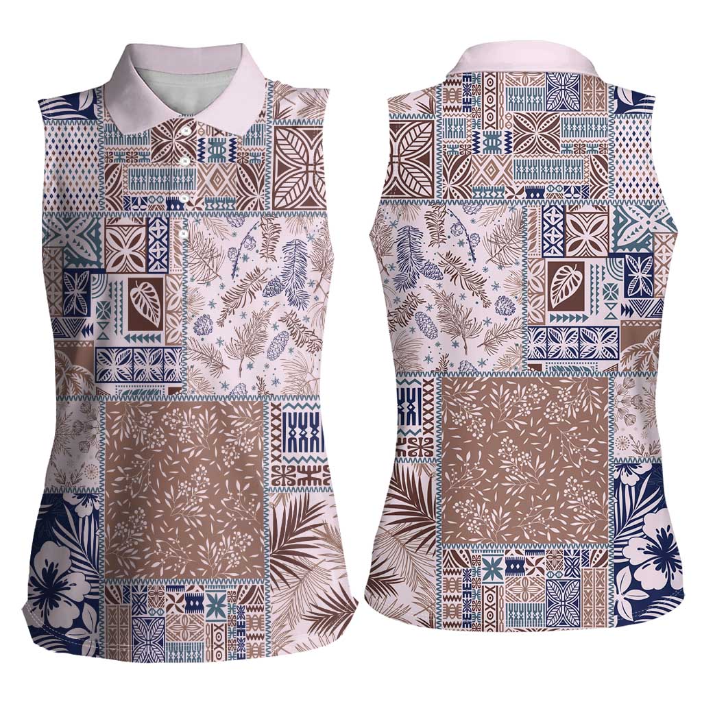 Aloha Hawaii Pastel Christmas Patchwork Women Sleeveless Polo Shirt Rustic Style - Polynesian Pride