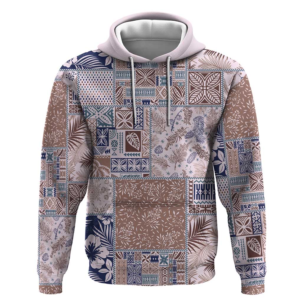 Aloha Hawaii Pastel Christmas Patchwork Zip Hoodie Rustic Style - Polynesian Pride