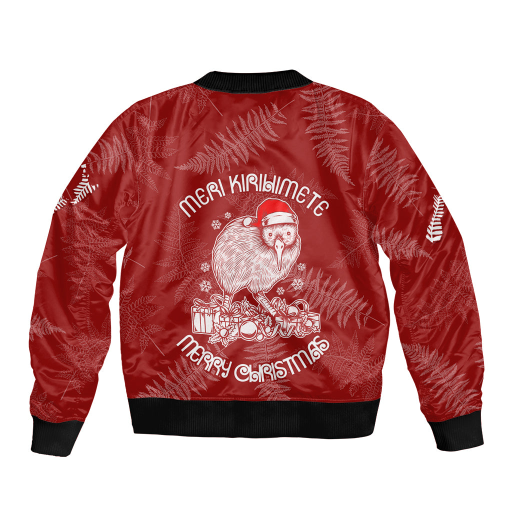 New Zealand Christmas Sleeve Zip Bomber Jacket Silver Fern Mix Kiwi Bird Ver01 LT7 - Polynesian Pride