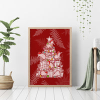 New Zealand Christmas Canvas Wall Art Silver Fern Mix Kiwi Bird Ver02 LT7 - Polynesian Pride