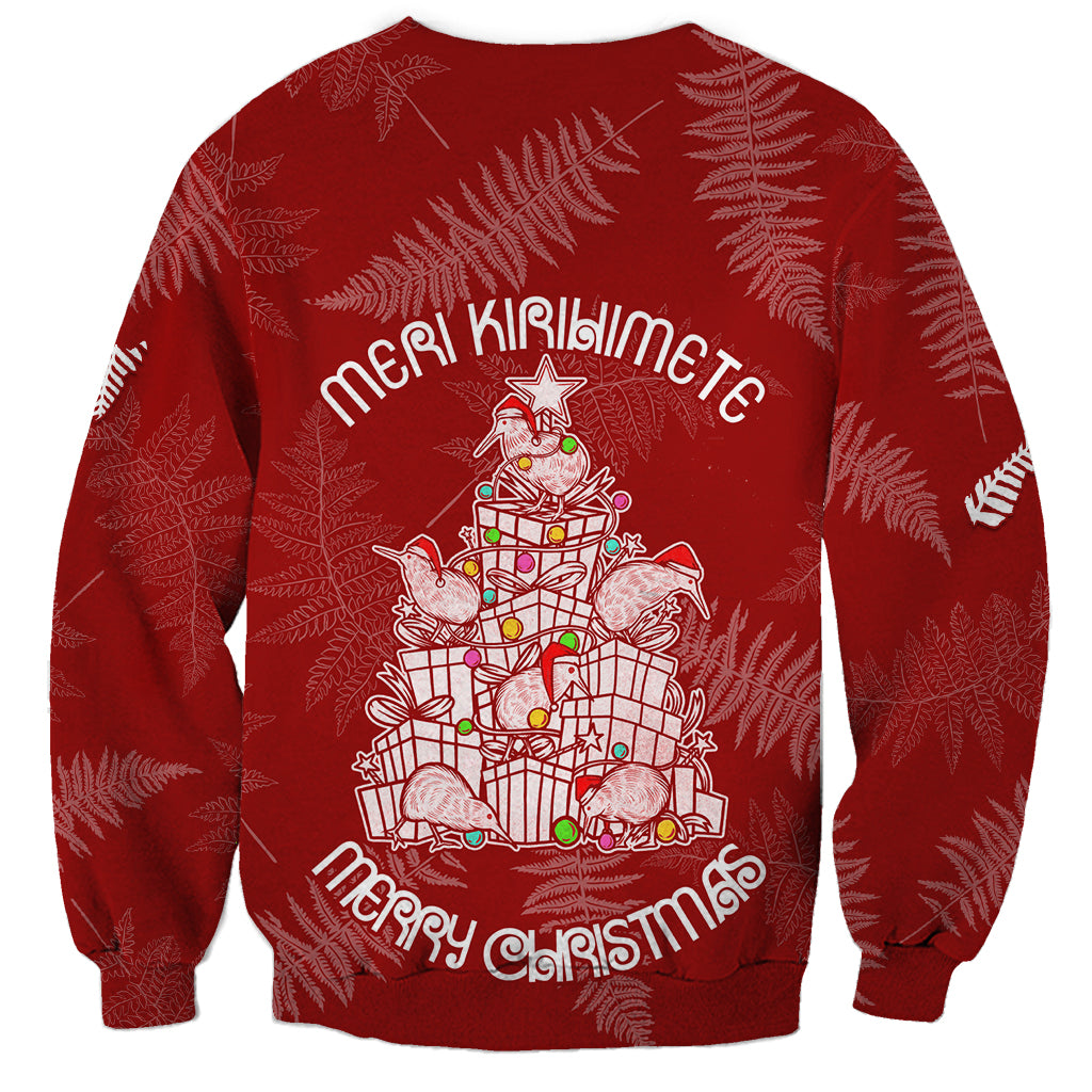 New Zealand Christmas Sweatshirt Silver Fern Mix Kiwi Bird Ver02 LT7 - Polynesian Pride