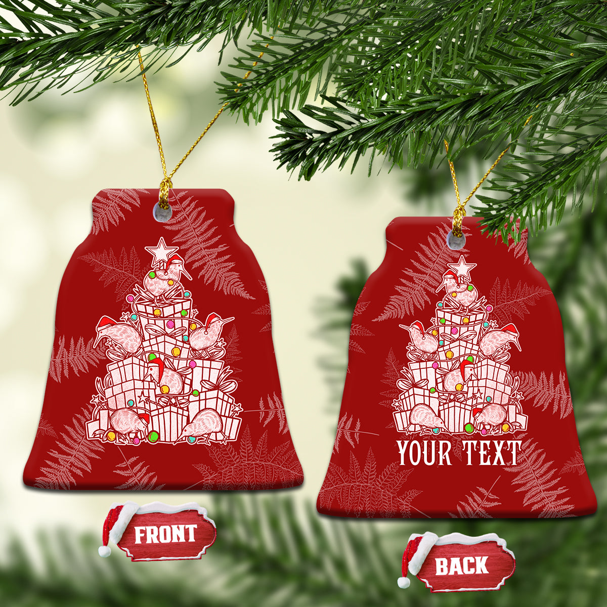 New Zealand Christmas Ceramic Ornament Silver Fern Mix Kiwi Bird Ver02 LT7 - Polynesian Pride