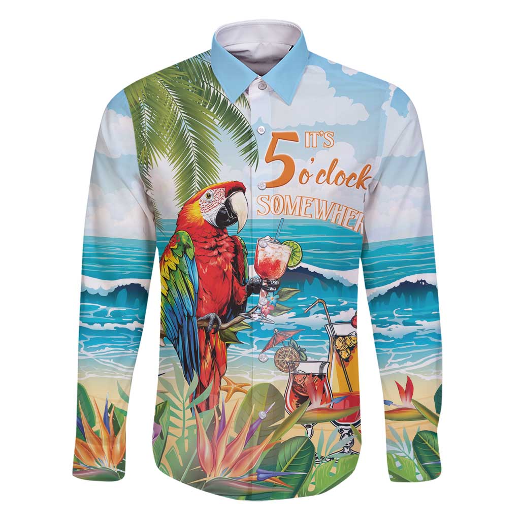 Aloha Hawaii Christmas Family Matching Long Sleeve Bodycon Dress and Hawaiian Shirt It's 5 o'clock Somewhere