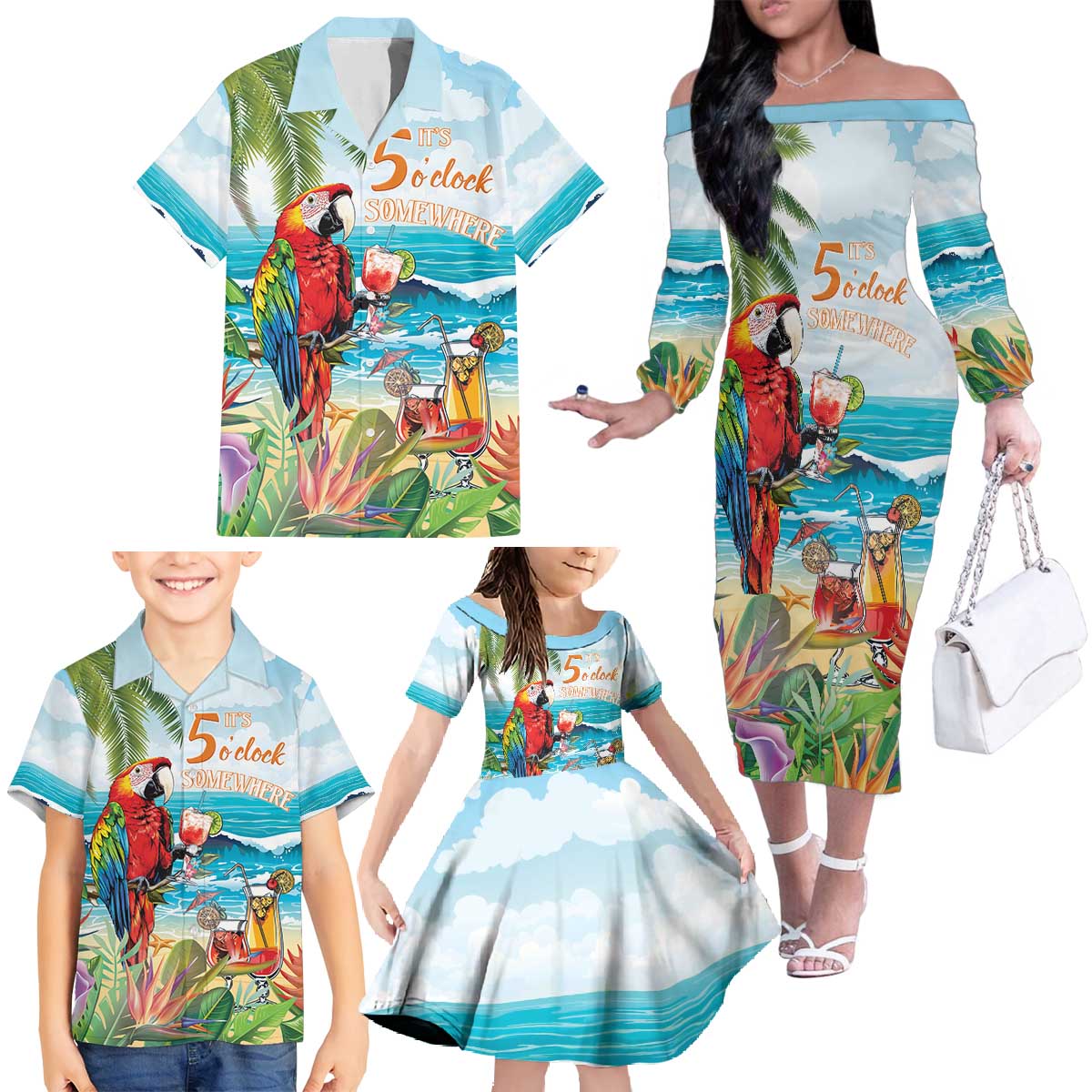 womens hawaiian christmas dresses Hawaii Christmas Family Matching Off Shoulder Short Dress and Hawaiian