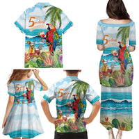 Aloha Hawaii Christmas Family Matching Puletasi and Hawaiian Shirt It's 5 o'clock Somewhere