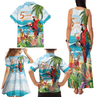 Aloha Hawaii Christmas Family Matching Tank Maxi Dress and Hawaiian Shirt It's 5 o'clock Somewhere