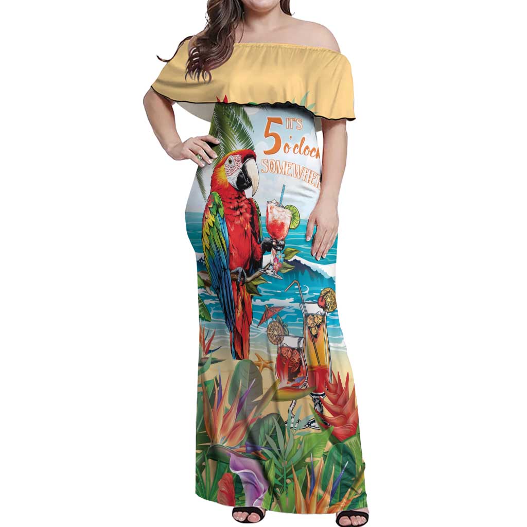 Aloha Hawaii Christmas Off Shoulder Maxi Dress It's 5 o'clock Somewher