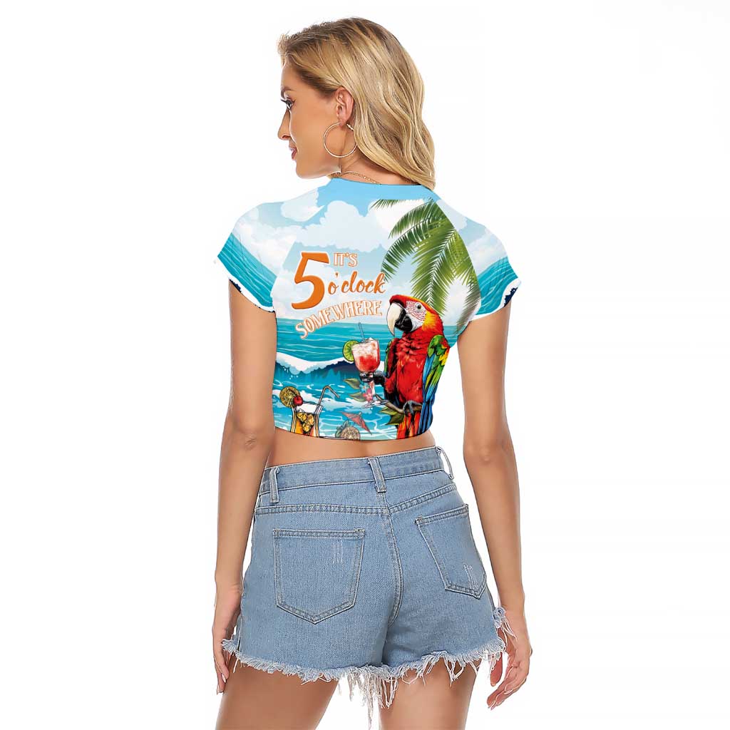 Aloha Hawaii Christmas Raglan Cropped T Shirt It's 5 o'clock Somewhere