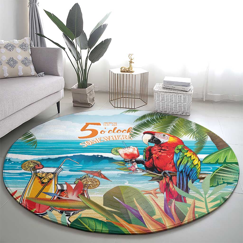 Aloha Hawaii Christmas Round Carpet It's 5 o'clock Somewhere