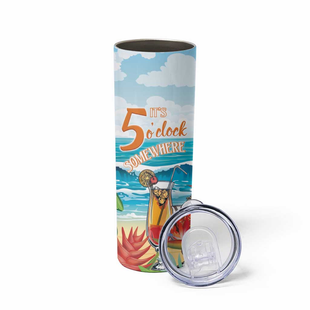 Aloha Hawaii Christmas Skinny Tumbler It's 5 o'clock Somewhere