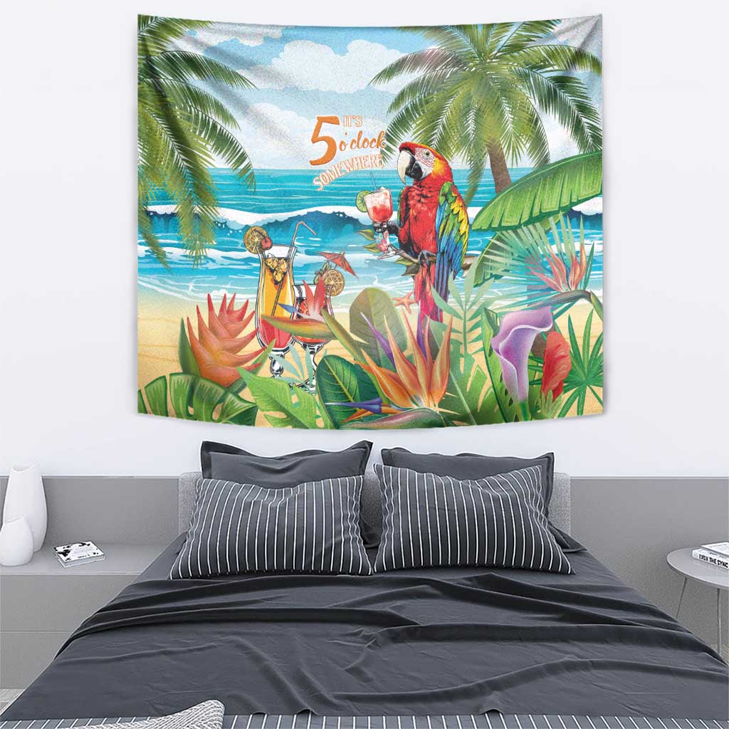 Aloha Hawaii Christmas Tapestry It's 5 o'clock Somewhere