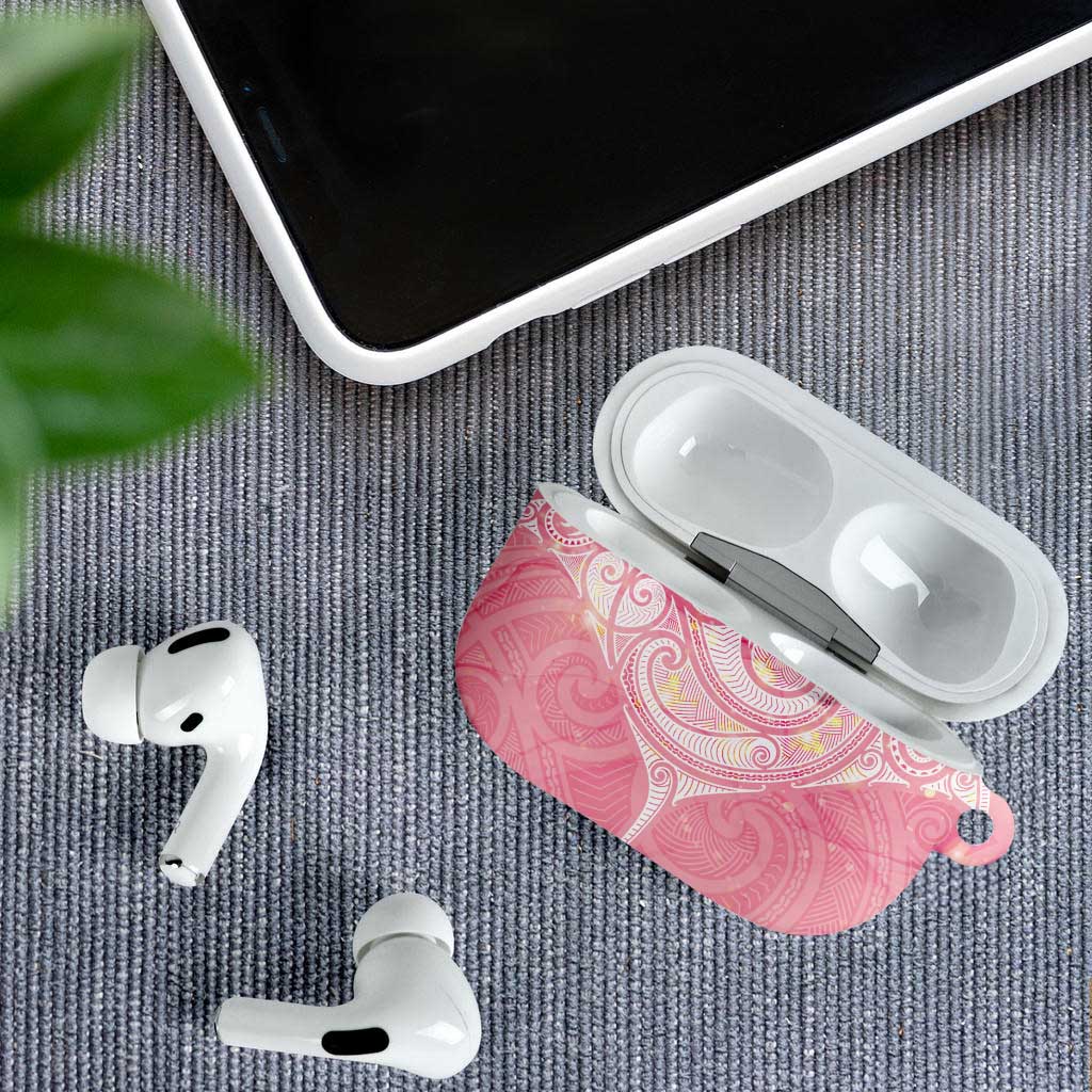 Breast Cancer Awareness Maori Aotearoa AirPods Case Manta Ray - Pink Glaze - Polynesian Pride