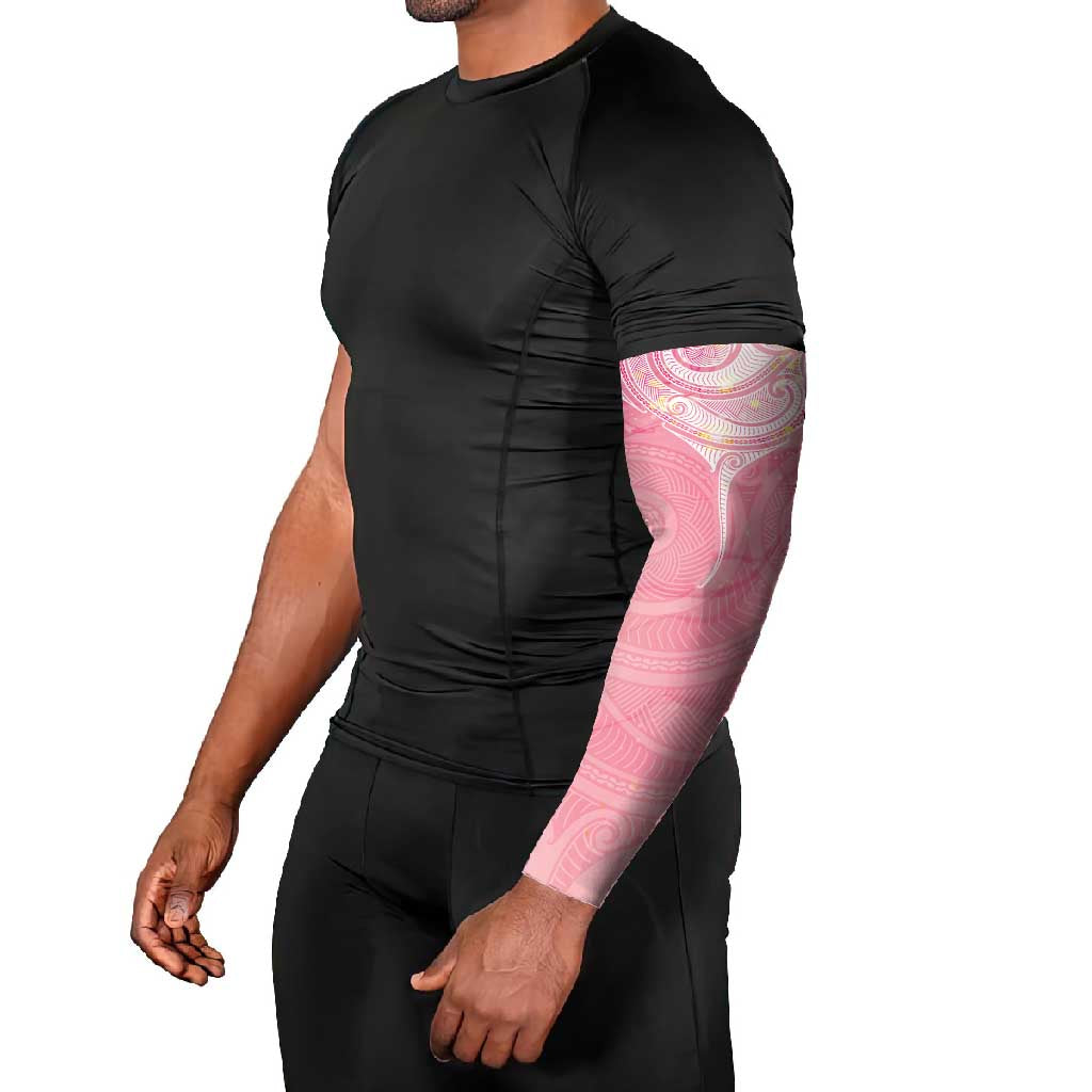 Breast Cancer Awareness Maori Aotearoa Arm Sleeves Manta Ray - Pink Glaze - Polynesian Pride
