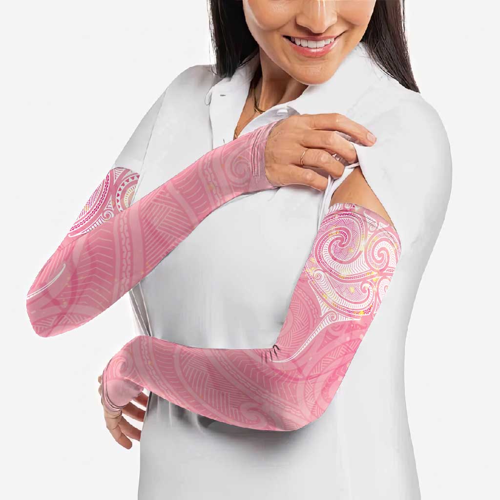 Breast Cancer Awareness Maori Aotearoa Arm Sleeves Manta Ray - Pink Glaze - Polynesian Pride