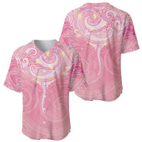 Breast Cancer Awareness Maori Aotearoa Baseball Jersey Manta Ray - Pink Glaze - Polynesian Pride