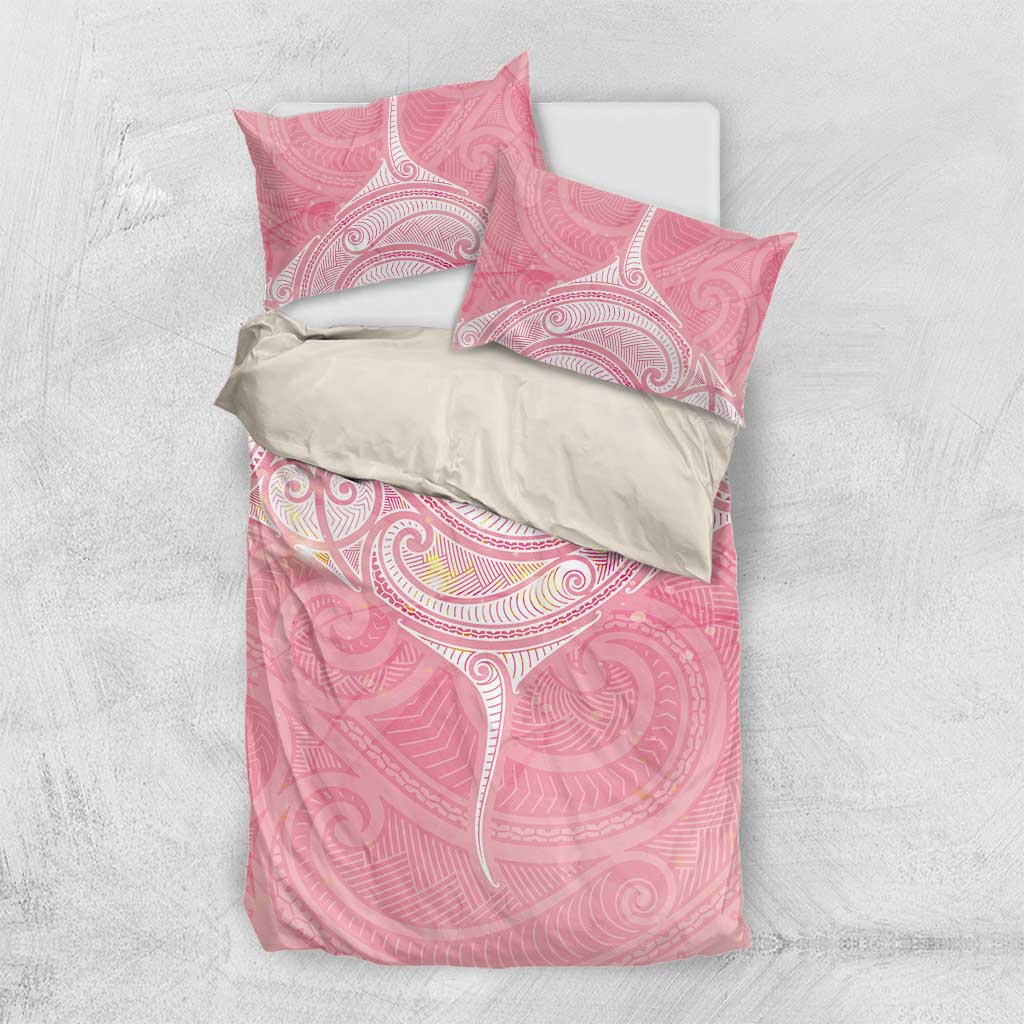 Breast Cancer Awareness Maori Aotearoa Bedding Set Manta Ray - Pink Glaze - Polynesian Pride