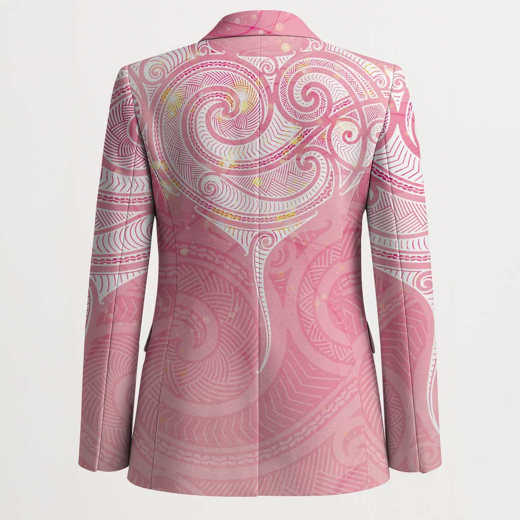 Breast Cancer Awareness Maori Aotearoa Blazer Manta Ray - Pink Glaze - Polynesian Pride