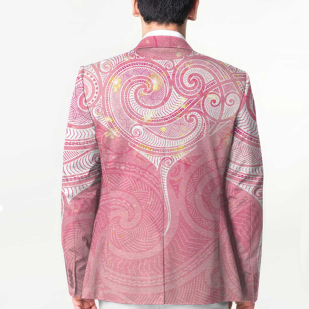 Breast Cancer Awareness Maori Aotearoa Blazer Manta Ray - Pink Glaze - Polynesian Pride