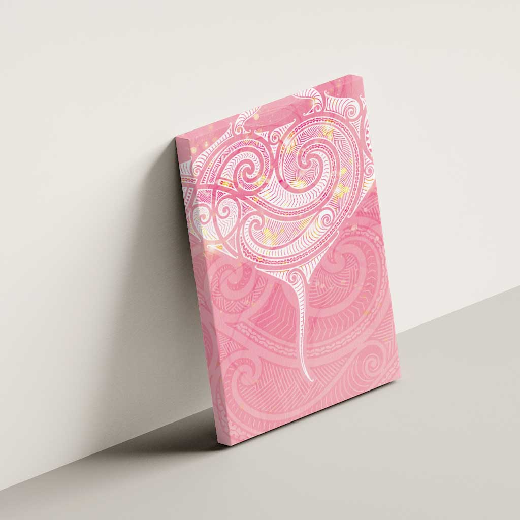 Breast Cancer Awareness Maori Aotearoa Canvas Wall Art Manta Ray - Pink Glaze - Polynesian Pride