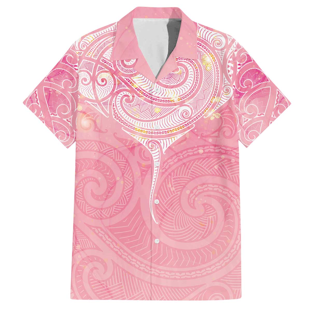 Breast Cancer Awareness Maori Aotearoa Family Matching Off The Shoulder Long Sleeve Dress and Hawaiian Shirt Manta Ray - Pink Glaze - Polynesian Pride