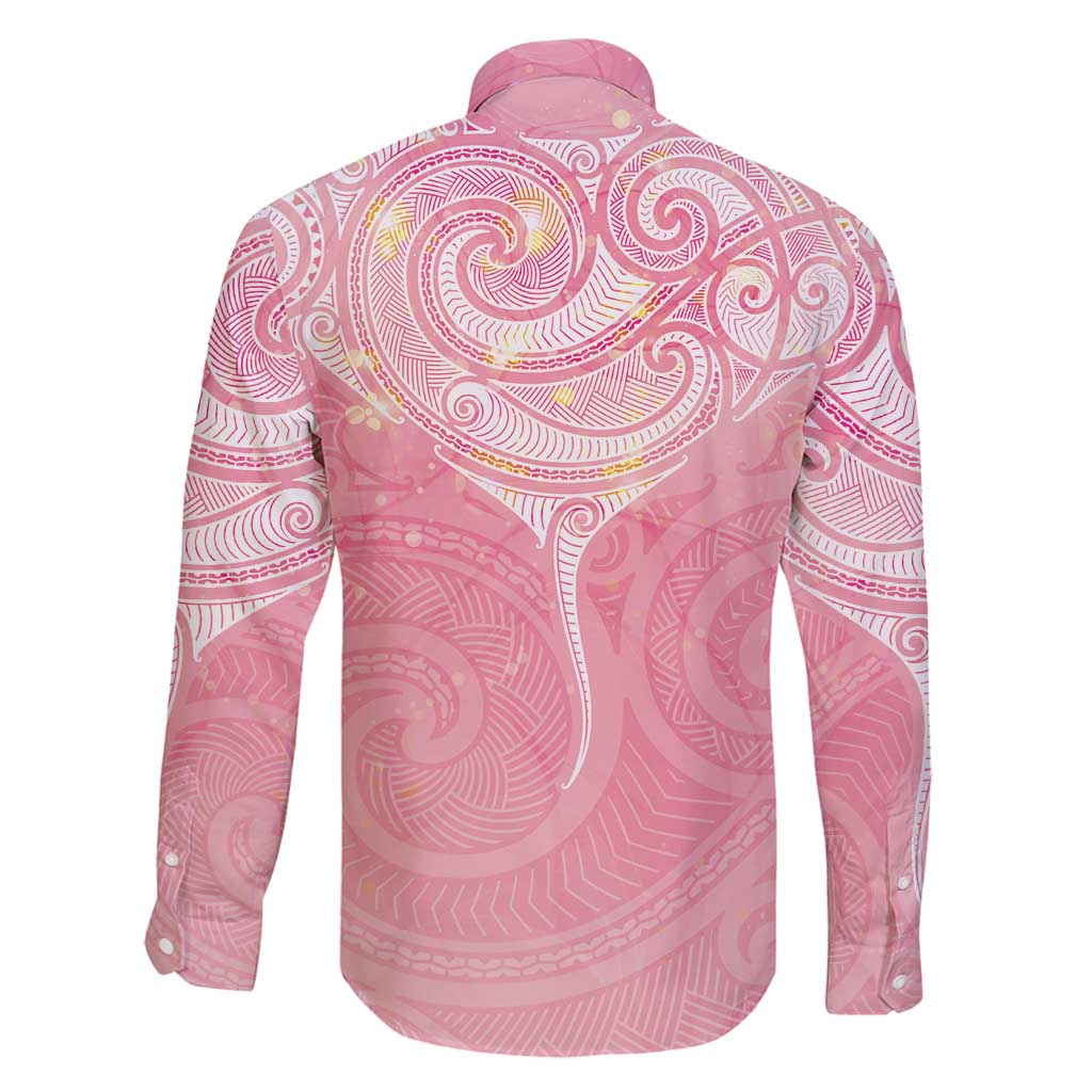 Breast Cancer Awareness Maori Aotearoa Family Matching Puletasi and Hawaiian Shirt Manta Ray - Pink Glaze - Polynesian Pride