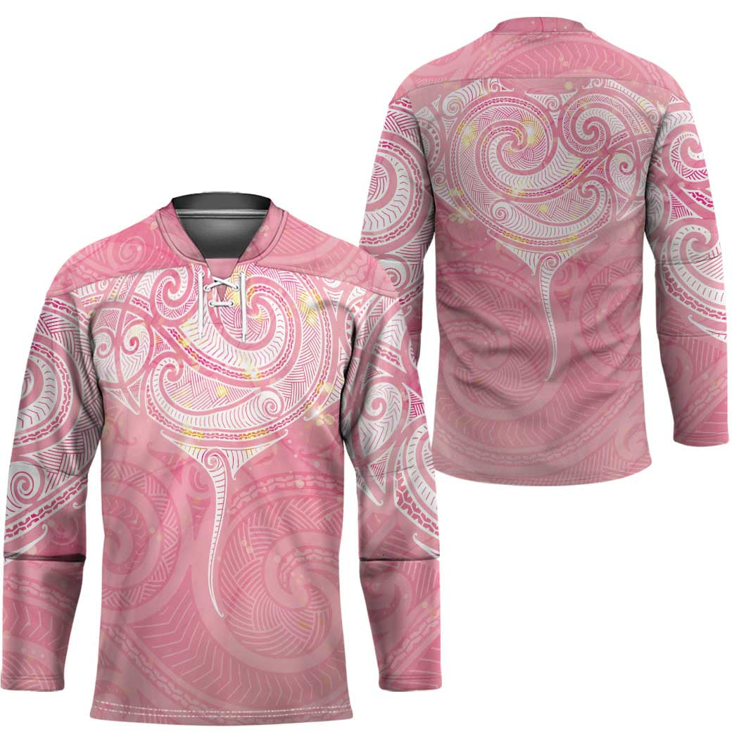 Breast Cancer Awareness Maori Aotearoa Hockey Jersey Manta Ray - Pink Glaze - Polynesian Pride