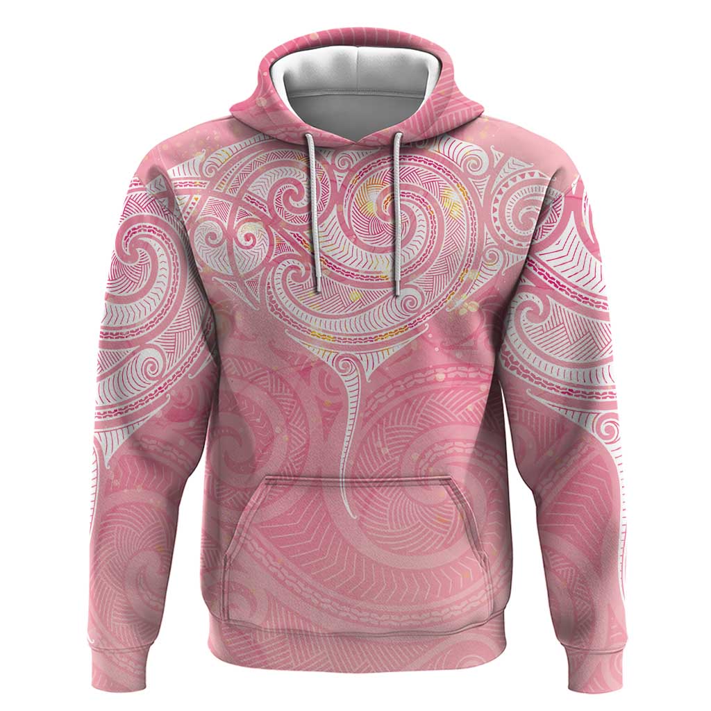Breast Cancer Awareness Maori Aotearoa Hoodie Manta Ray - Pink Glaze - Polynesian Pride